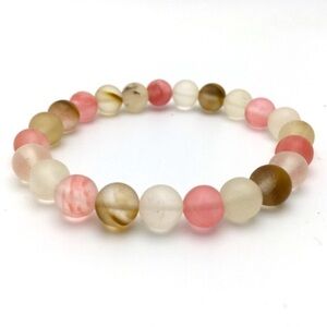 381MIDALANE Marbled Mocha Cherry Quartz Bead Bracelet 8mm